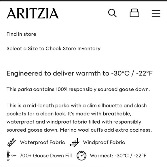 Aritzia TNA Haven Mid Length Parka Evening Dove Size L - Picture 16 of 16
